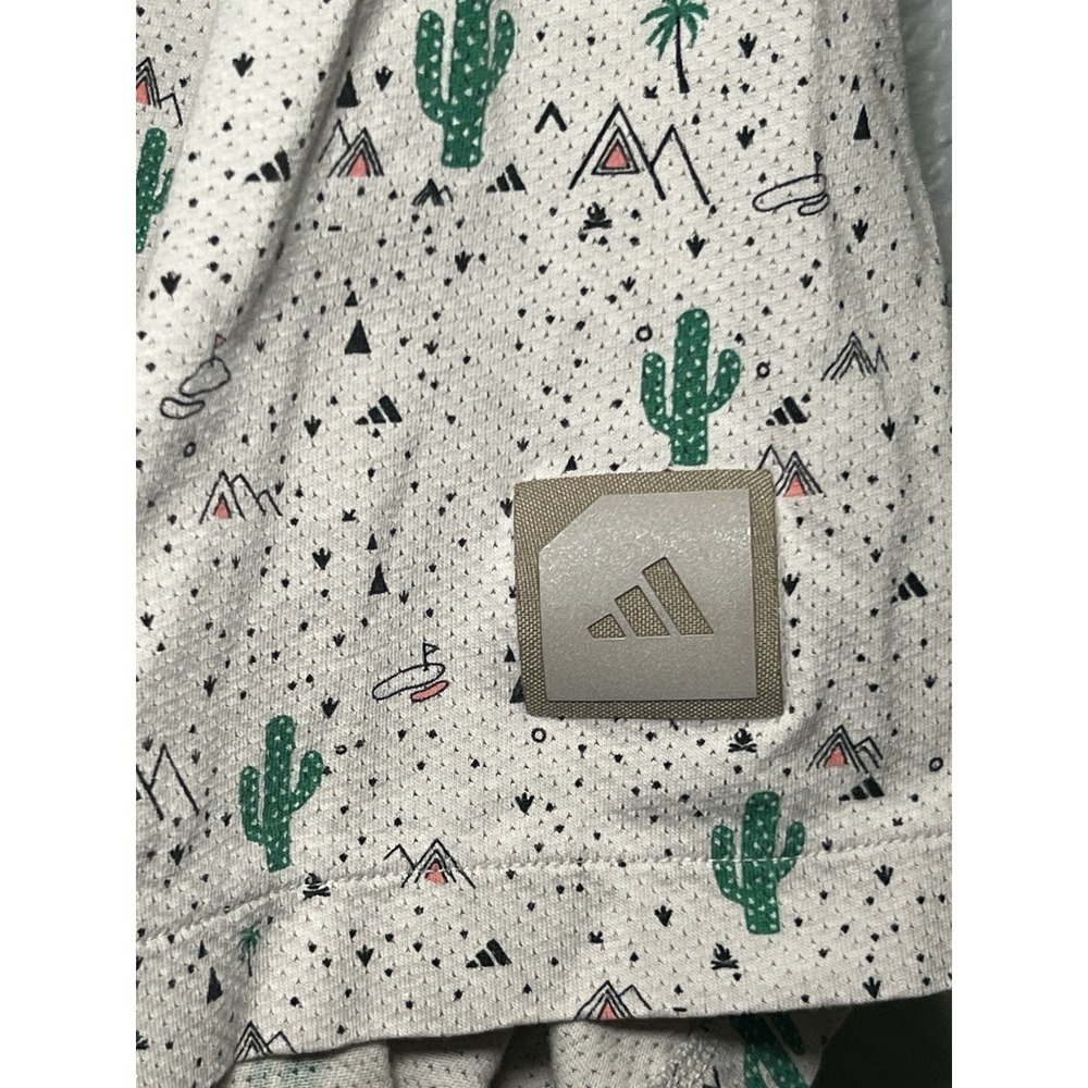 Adidas Adicross Short Sleeve Shirt Mens 2XL Tan AOP Cactus Aztec Golf Coastal - Picture 5 of 12